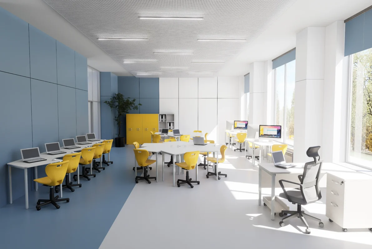 AURA G Mobile Adjustable Student Chair in an interior setting