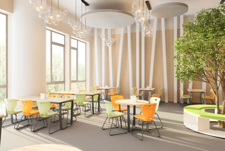 AURA L Fixed-Height Student Chair in an interior setting