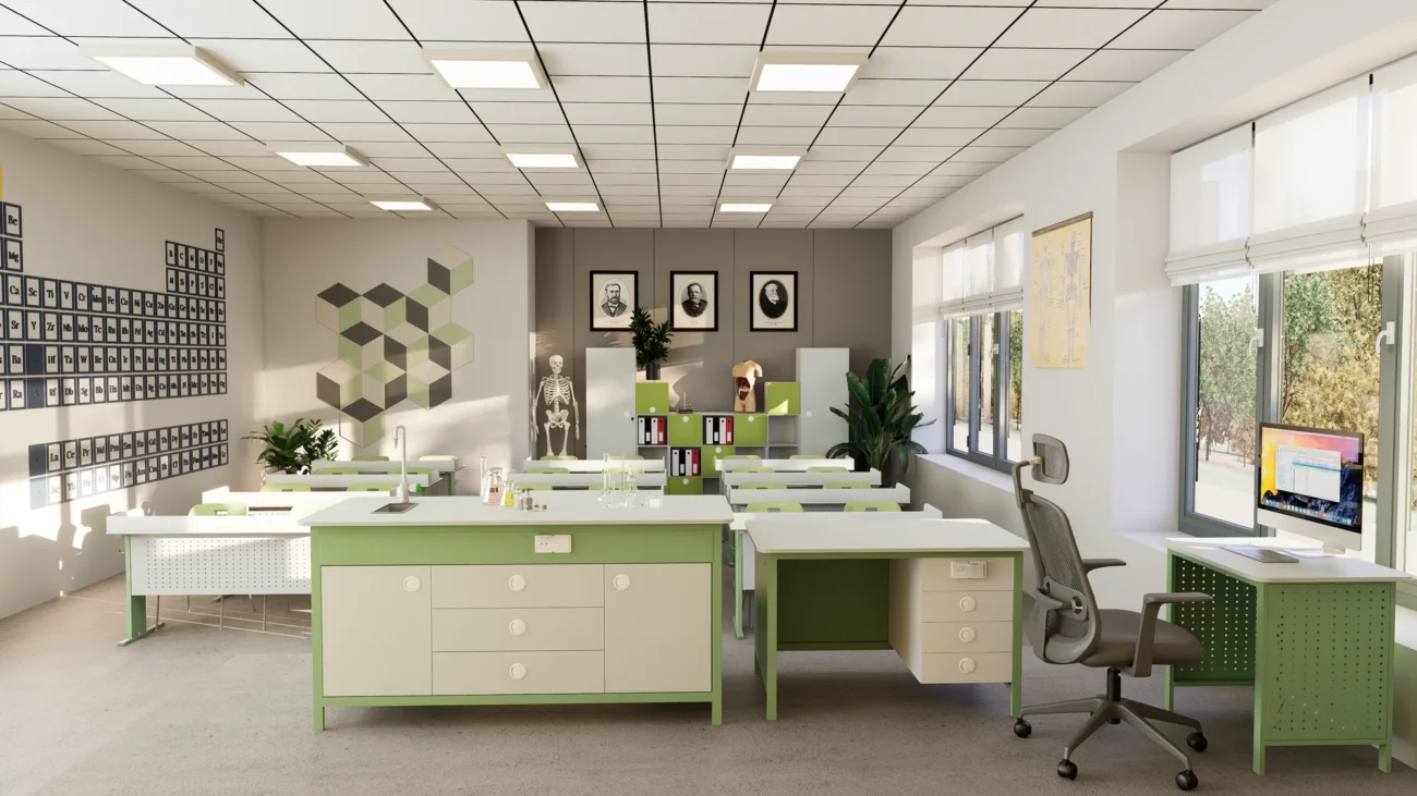 Laboratory Teacher Desk for Physics, Chemistry & Biology in an interior setting