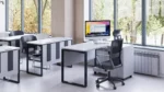 MUSIC Teacher Desk with Pedestal in an interior setting