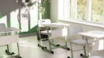 NOMAD V Single-Seater Manually Adjustable Student Desk 3–5 in an interior setting