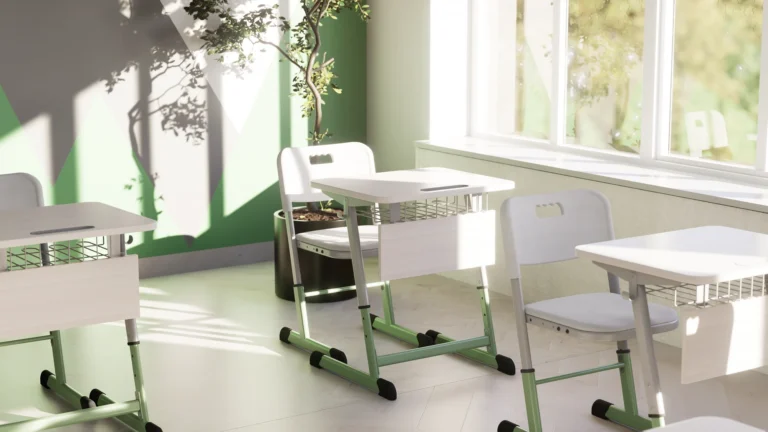 NOMAD V Single-Seater Manually Adjustable Student Desk 3–5 in an interior setting