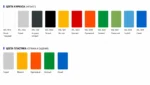 Available metal frame and plastic colours for SMARTY student chairs