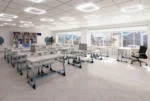 Classroom furnished with SMARTY height-adjustable student chairs and desks
