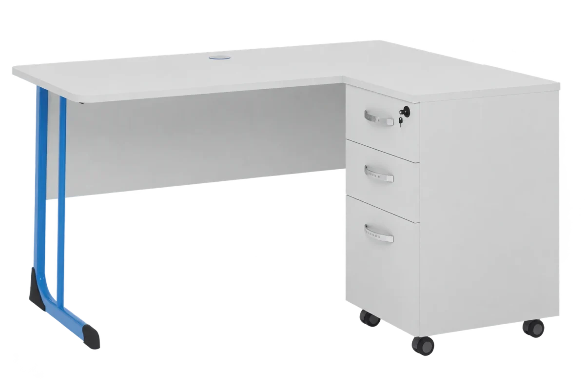 Teacher Desk with Pedestal and Polyurethane Edge
