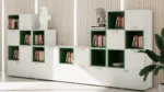 Light Modular Classroom Storage Wall with Colored Inserts - Image 2